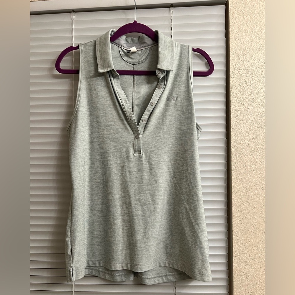 Under Armour Light Gray Sleeveless Polo Tank Top